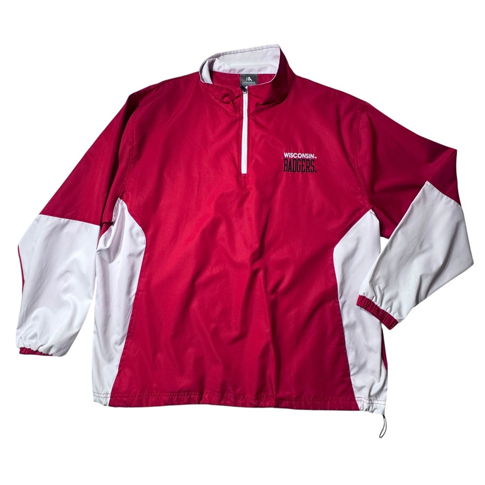 Knights Apparel Wisconsin Badgers Windbreaker Mens XL Red White Gorpcore Sporty